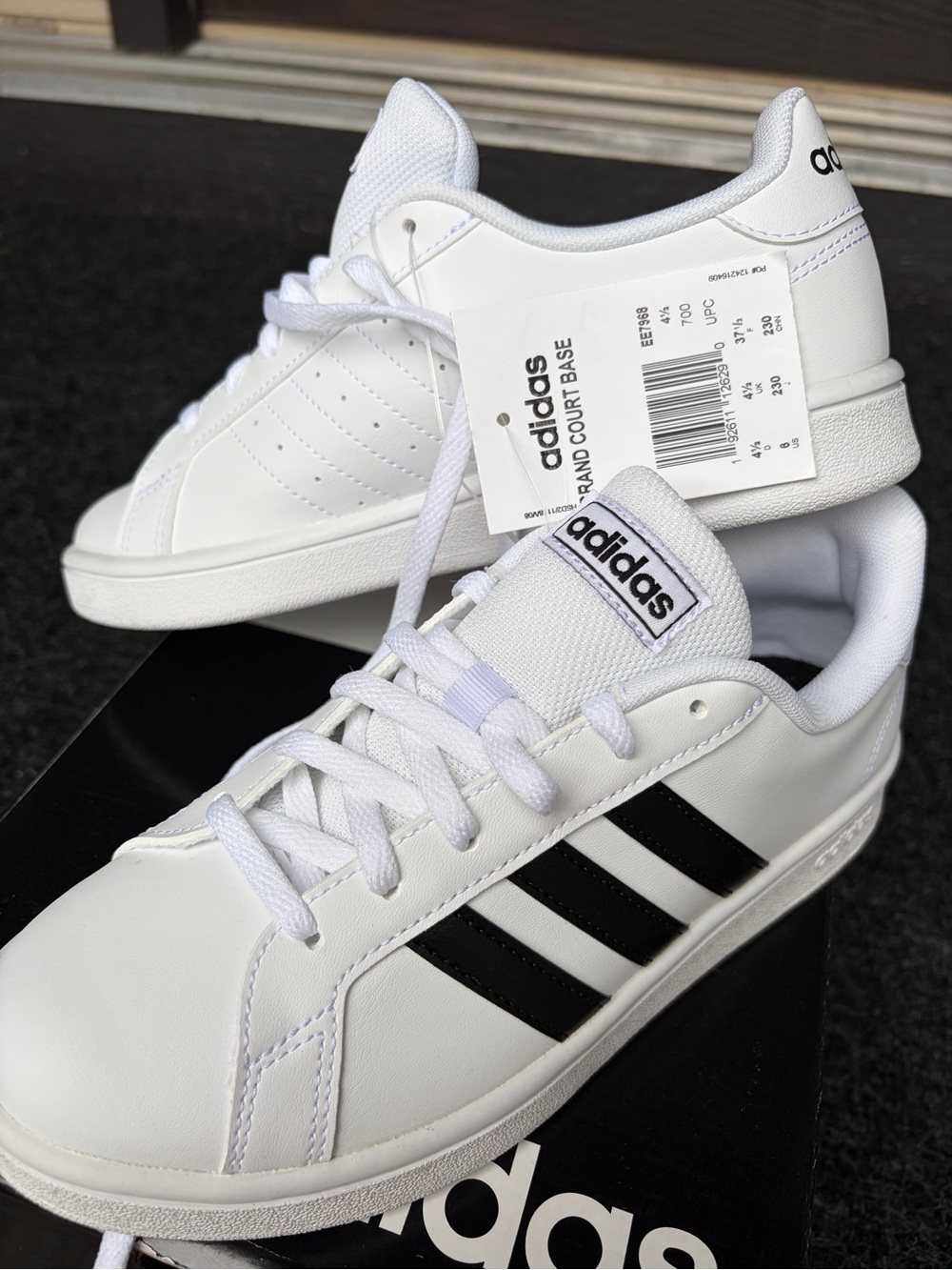adidas White Sneakers with Black Three Stripes